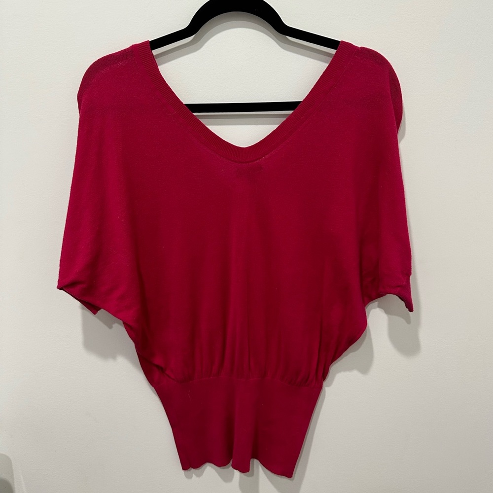 Express pink v-neck short sleeve dolman sweater